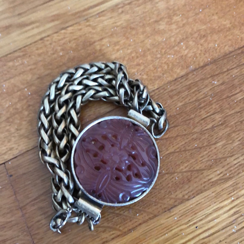 CAbi Carved  Amber bracelet/ pin